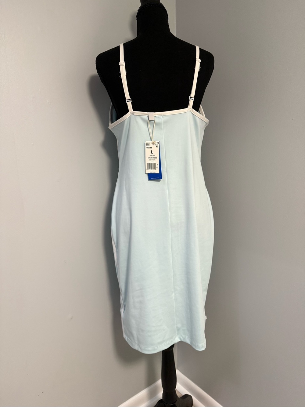 adidas Light Blue Lace-Up Midi Dress with White Trim - Picture 2 of 2